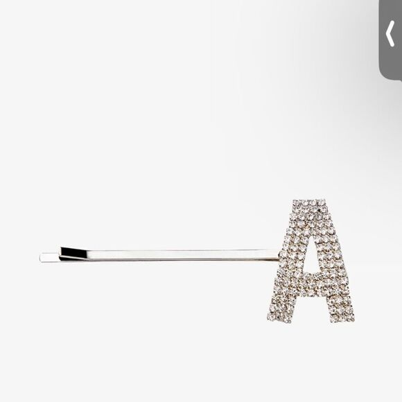 Rhinestone Alphabet Hair Clip - Silver- Letters A, E ,S - Picture 1 of 4